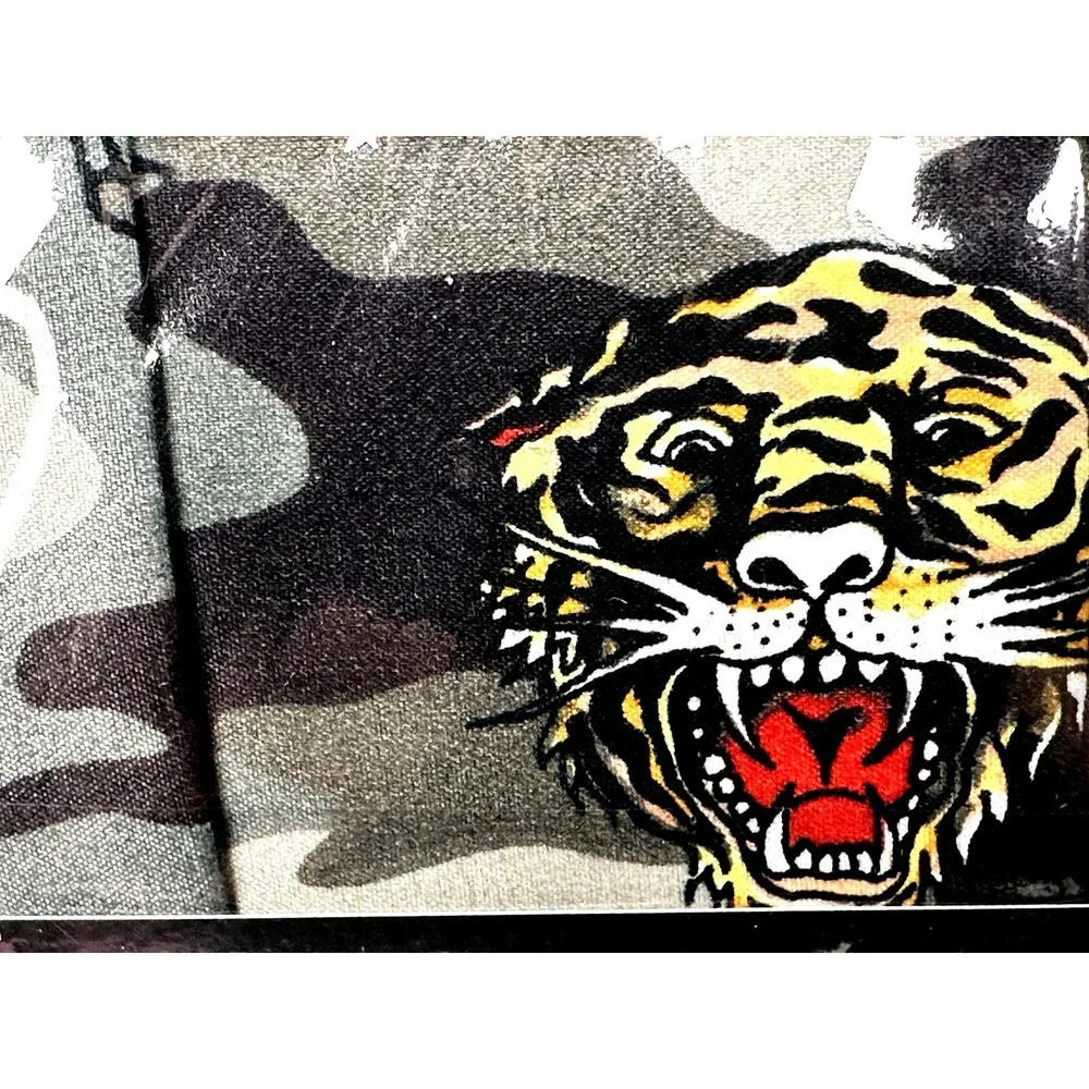 Ed Hardy King Sheet Set‎ 6 Piece Camo Tiger 4 Pillowcases New